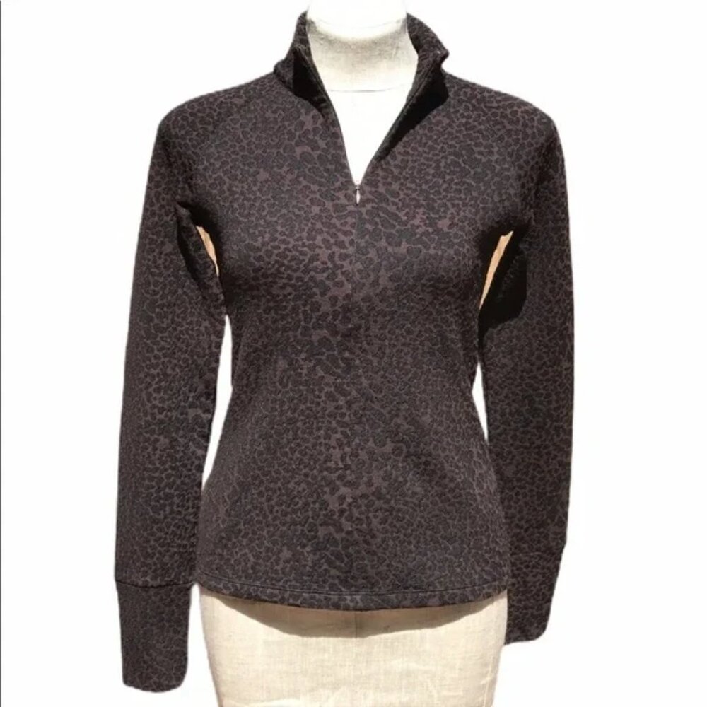 Lucy Dark Leopard Print Quarter Zip Jacket Size M